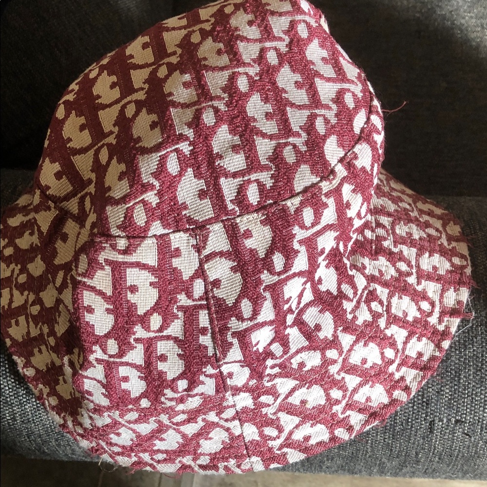 Dior Red and White Patterned Bucket Hat